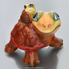 Скульптура "Черепаха и черепашонок" Гжель, фотография 0. Интернет-магазин ЛАВКА ПОДАРКОВ