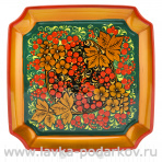 Тарелка с росписью "Рябина". Хохлома