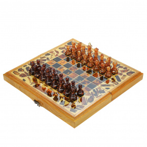 Шахматы с инкрустацией из янтаря и янтарными фигурами, фотография 0. Интернет-магазин ЛАВКА ПОДАРКОВ