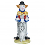 Статуэтка "Клоун с гармошкой и собачкой". Гжель в цвете