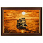 Картина янтарная "Корабль-парусник" 60х40 см