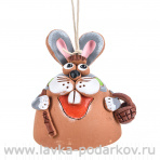 Керамический колокольчик "Кролик с корзинкой"