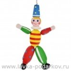 Климовская деревянная игрушка. "Клоун" (дергунчик)