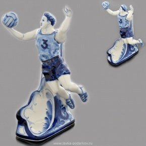 Скульптура "Волейбол" Гжель , фотография 0. Интернет-магазин ЛАВКА ПОДАРКОВ