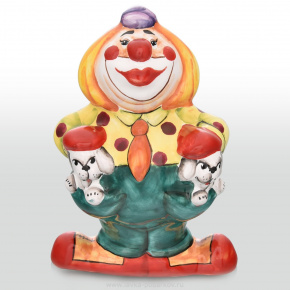Скульптура "Клоун со щенками" Гжель, фотография 0. Интернет-магазин ЛАВКА ПОДАРКОВ