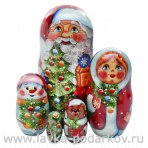 Матрёшка "Дед Мороз с елками" 5 фигур
