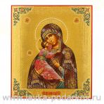 Икона на сусальном золоте "Божья Матерь Владимирская" 27 х 31 см