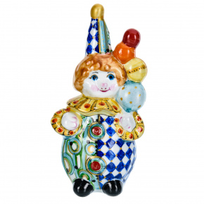 Статуэтка "Клоун с шарами". Гжель в цвете, фотография 0. Интернет-магазин ЛАВКА ПОДАРКОВ