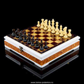 Шахматы в ларце с янтарными фигурами "Кристалл", фотография 0. Интернет-магазин ЛАВКА ПОДАРКОВ