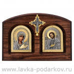 Икона-диптих "Александр Невский и Богородица" 20 х 13,5 см
