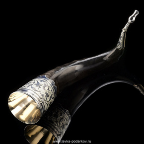 Рог для вина средний. Серебро 875, гравировка, чернение., фотография 0. Интернет-магазин ЛАВКА ПОДАРКОВ