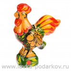 Сувенир символ 2017 года "Петушок в сапожкахна подставке" Хохлома