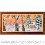 Картина на бересте "Зима в деревне"  (в ассортименте)15*35;17*32