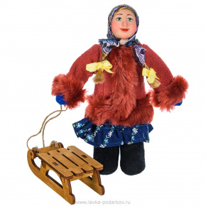 Коллекционная кукла ручной работы "Девочка с санками", фотография 0. Интернет-магазин ЛАВКА ПОДАРКОВ