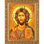 Картина-икона янтарная "Иисус Христос"
