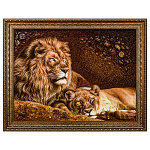 Картина из янтарной крошки "Львы" 60х80 см