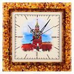 Часы настенные из янтаря "Кремль"