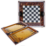 Янтарные шахматы-шашки-нарды "Монолит 2" 50х50 см