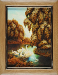 Янтарная картина «Лебединый пруд»
