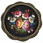 Поднос с авторской росписью "Цветы на черном фоне" 33х33 см, фотография 1. Интернет-магазин ЛАВКА ПОДАРКОВ