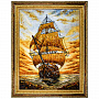 Картина янтарная "Корабль-парусник" 60х80 см, фотография 1. Интернет-магазин ЛАВКА ПОДАРКОВ