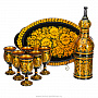 Питейный набор для шампанского "Кудрина". Хохлома, фотография 3. Интернет-магазин ЛАВКА ПОДАРКОВ