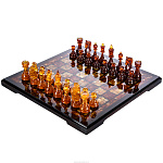 Шахматы с инкрустацией и фигурами из янтаря "Жемчужина" 43х43 см