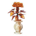 Сувенир "Цветок в вазе" (янтарь, оникс)