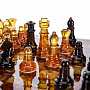 Шахматный ларец с инкрустацией и фигурами из янтаря 28х28 см, фотография 8. Интернет-магазин ЛАВКА ПОДАРКОВ