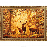 Картина из янтаря "Благородные олени" 60х80 см