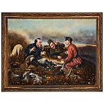 Картина янтарная "Охотники на привале" 60х80 см