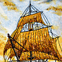 Картина янтарная "Корабль-парусник" 60х80 см, фотография 9. Интернет-магазин ЛАВКА ПОДАРКОВ