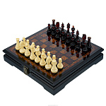 Шахматы-шашки с инкрустацией и фигурами из янтаря "Амбассадор" 32х32 см