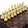 Шахматы-шашки с инкрустацией и фигурами из янтаря "Амбассадор" 32х32 см, фотография 3. Интернет-магазин ЛАВКА ПОДАРКОВ