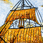 Картина янтарная "Корабль-парусник" 60х80 см, фотография 3. Интернет-магазин ЛАВКА ПОДАРКОВ