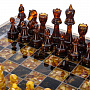 Шахматный ларец с инкрустацией и фигурами из янтаря 38х38 см, фотография 2. Интернет-магазин ЛАВКА ПОДАРКОВ