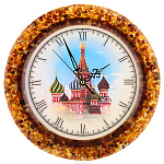 Часы настенные из янтаря "Храм Василия Блаженного"
