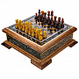 Шахматный ларец с инкрустацией и фигурами из янтаря 38х38 см, фотография 1. Интернет-магазин ЛАВКА ПОДАРКОВ