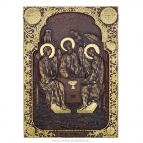 Деревянная резная икона "Святая Троица" 32х23 см, фотография 0. Интернет-магазин ЛАВКА ПОДАРКОВ