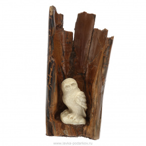 Скульптура из бивня мамонта "Сова в дупле", фотография 0. Интернет-магазин ЛАВКА ПОДАРКОВ