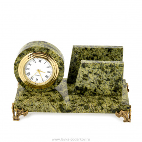 Настольный набор из натурального камня с часами и визитницей, фотография 0. Интернет-магазин ЛАВКА ПОДАРКОВ