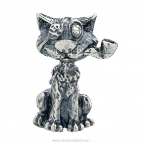 Статуэтка "Кот с трубкой". Серебро 925*, фотография 0. Интернет-магазин ЛАВКА ПОДАРКОВ
