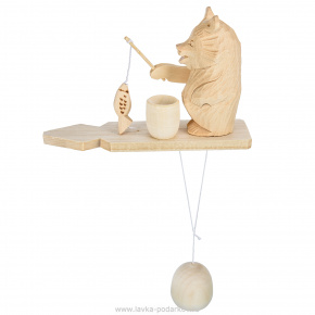 Богородская деревянная игрушка "Медведь рыболов", фотография 0. Интернет-магазин ЛАВКА ПОДАРКОВ