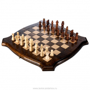 Шахматы деревянные резные "Дорожные", фотография 0. Интернет-магазин ЛАВКА ПОДАРКОВ