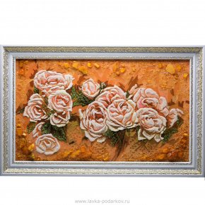 Картина янтарная "Розы", фотография 0. Интернет-магазин ЛАВКА ПОДАРКОВ