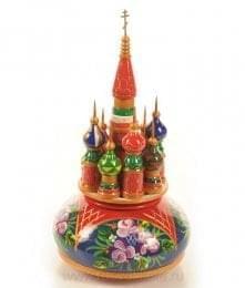 -ЦС-45-МОСКВА Шкатулка Сувенир КАРУСЕЛЬ МУЗЫКАЛЬНАЯ "СОБОР" сюжеты в ассортименте ок.20см