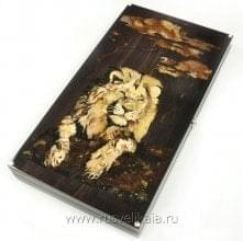 10304 Нардовая доска с фишками "Лев" Янтарь, корень Ореха