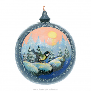 Новогодний елочный шар с росписью "Синица", фотография 0. Интернет-магазин ЛАВКА ПОДАРКОВ