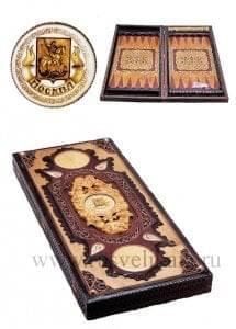 04109/60*27см Нарды резные "Москва" (липа, медь, кость моржа) 