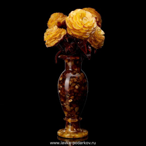 Розы в вазе из янтаря, фотография 0. Интернет-магазин ЛАВКА ПОДАРКОВ